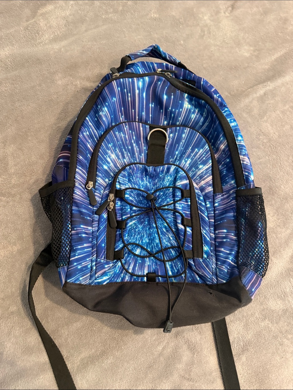 Pottery Barn Teen Blue Burst Pattern Backpack with Front Bungee